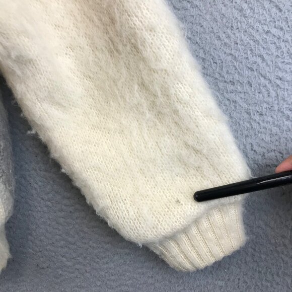 Vintage Hilda Ltd Full Zip Icelandic Ivory Wool Geometric Sweater Women’s M - Picture 7 of 15